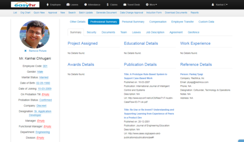 Employee – Profile – Easyhr Knowledge Base