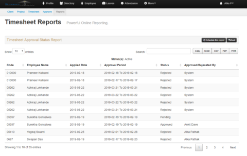 Timesheet – Report – EasyHR Knowledge base