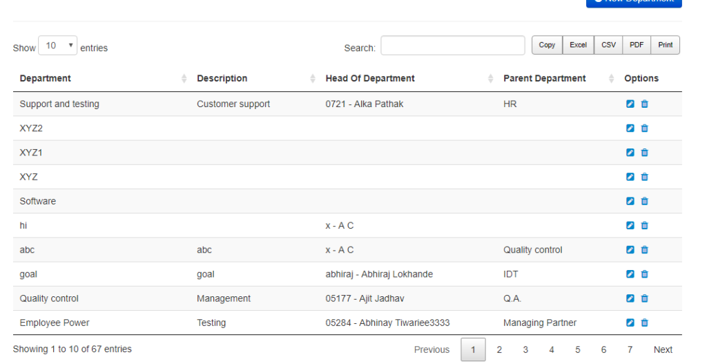 Settings /Organization /Department – EasyHR Knowledge base