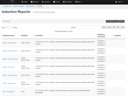 Induction – Report – EasyHR Knowledge base