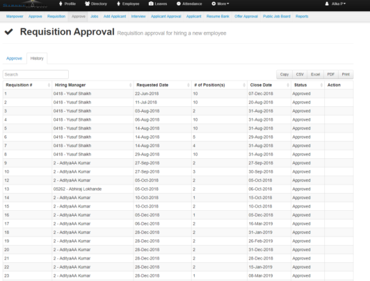 Recruitment – Approve, History – EasyHR Knowledge base