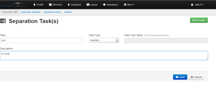 Separation – Task – EasyHR Knowledge base