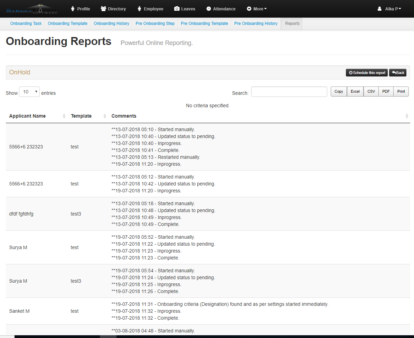 Onboarding – Reports – EasyHR Knowledge base