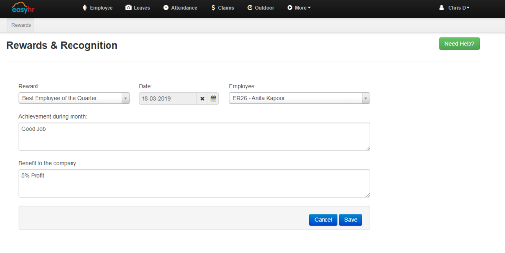 Rewards & Recognition – EasyHR Knowledge base