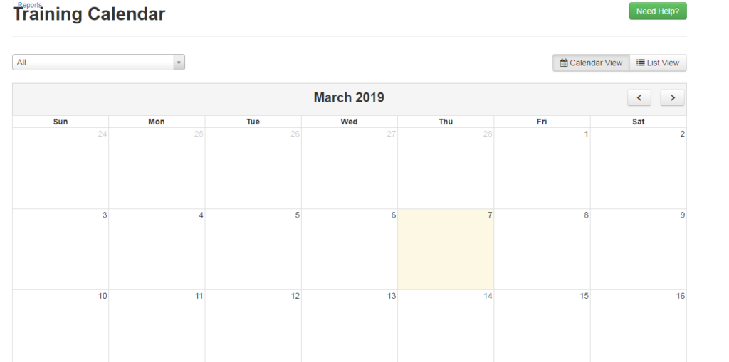 Training – Calendar – EasyHR Knowledge base