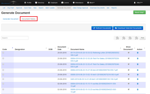 Employee – Generate Document – EasyHR Knowledge base