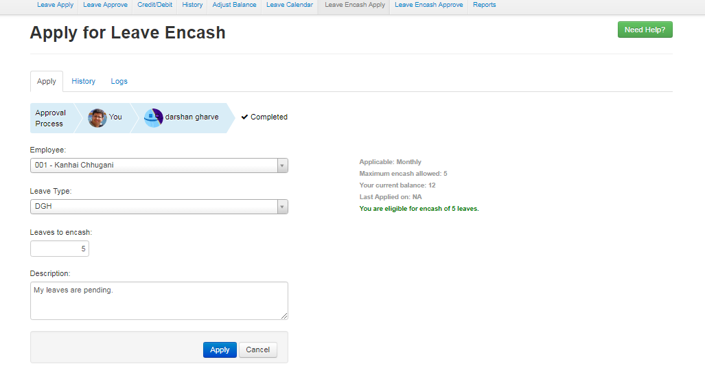 leaves-encash-apply-easyhr-knowledge-base